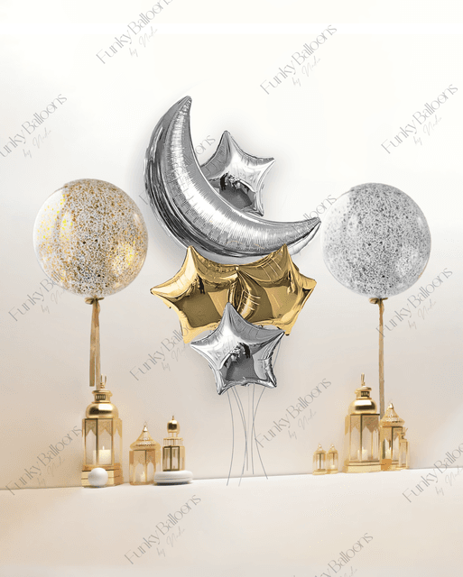 Silver Crescent Stars Set
