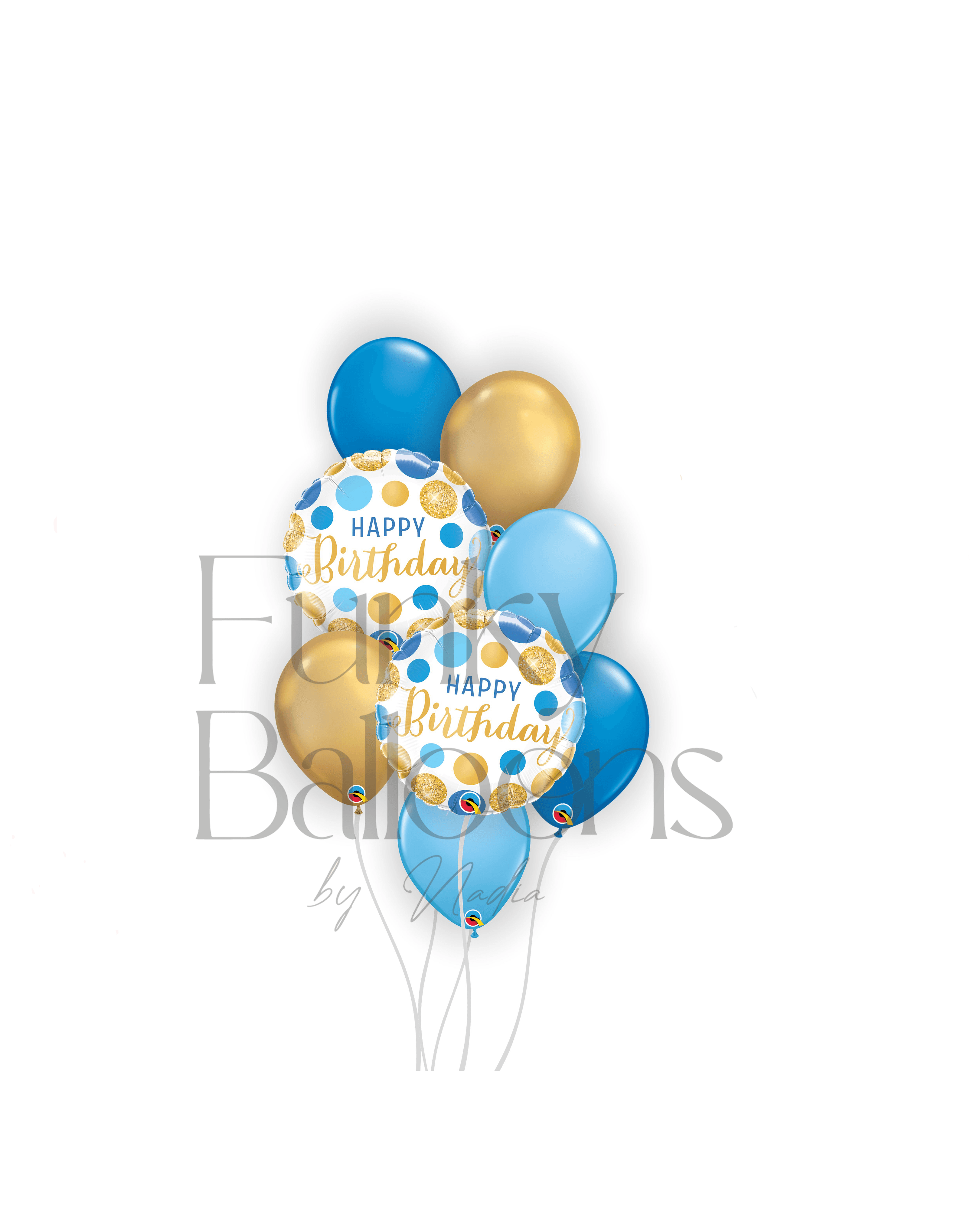 Happy Birthday - Gold & Blue Balloons