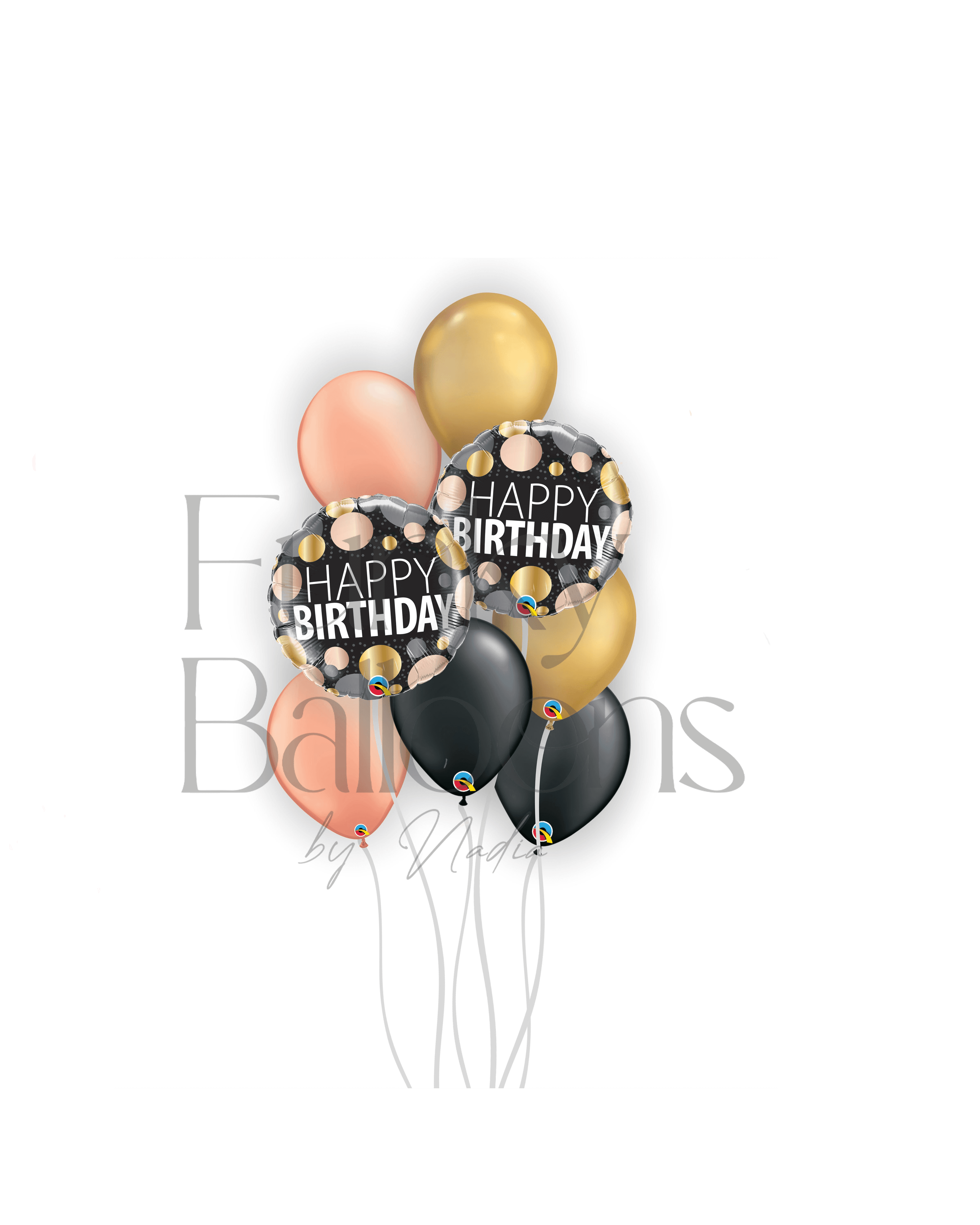 Happy Birthday - Gold, Pink & Black Balloons