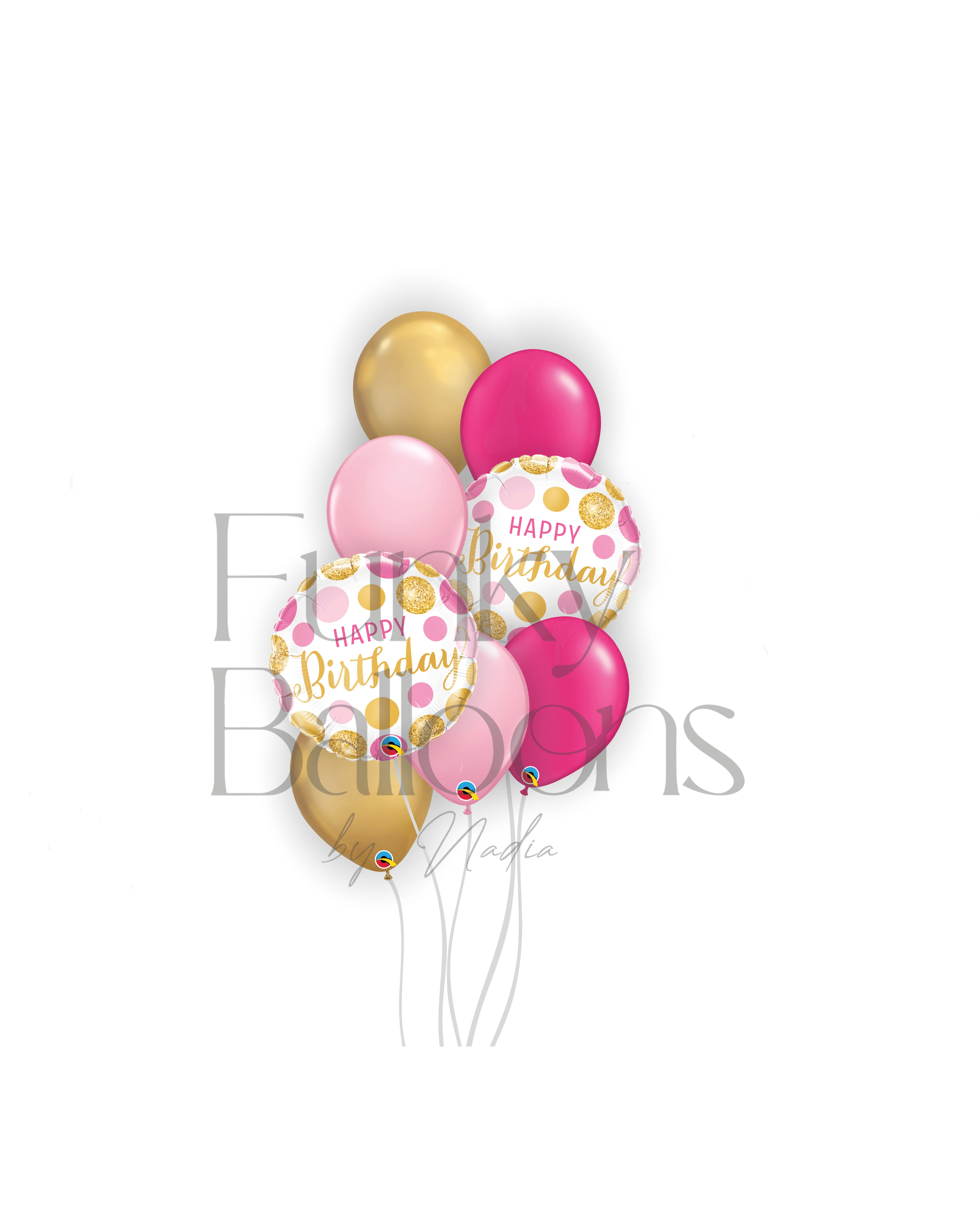 Happy Birthday - Fuchsia, Gold & Pink